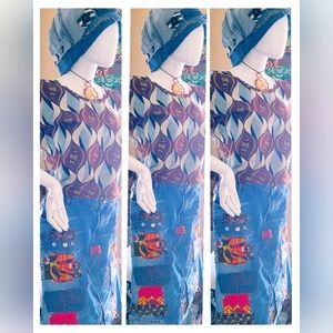 Denim hat, animal print,buttons, beaded